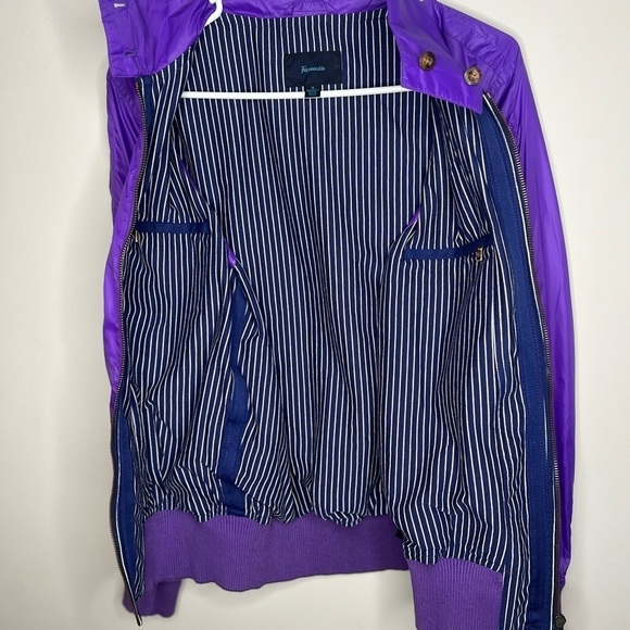 FACONNABLE Women's Size Medium Purple Jacket Lined Pattern Zip Up Button - Picture 14 of 14